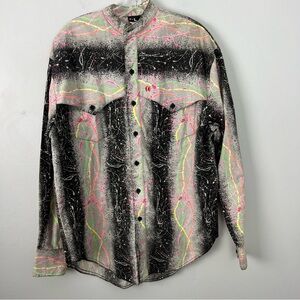 The Look Western Abstract Paint Splatter Button-Up Shirt